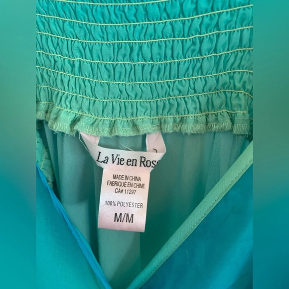-  Vintage la vie en rose slip dress teal blueish green size medium - Picture 7 of 9